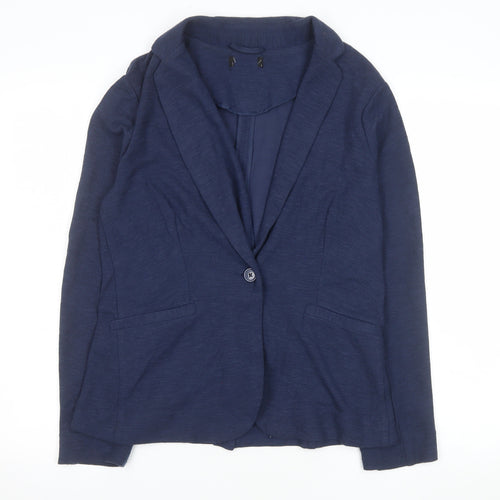 New Look Womens Blue Blazer Jacket UK 12 Single-Breasted Cotton Blend