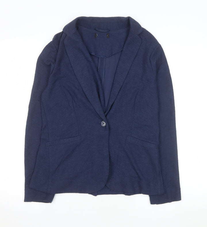 New Look Womens Blue Blazer Jacket UK 12 Single-Breasted Cotton Blend
