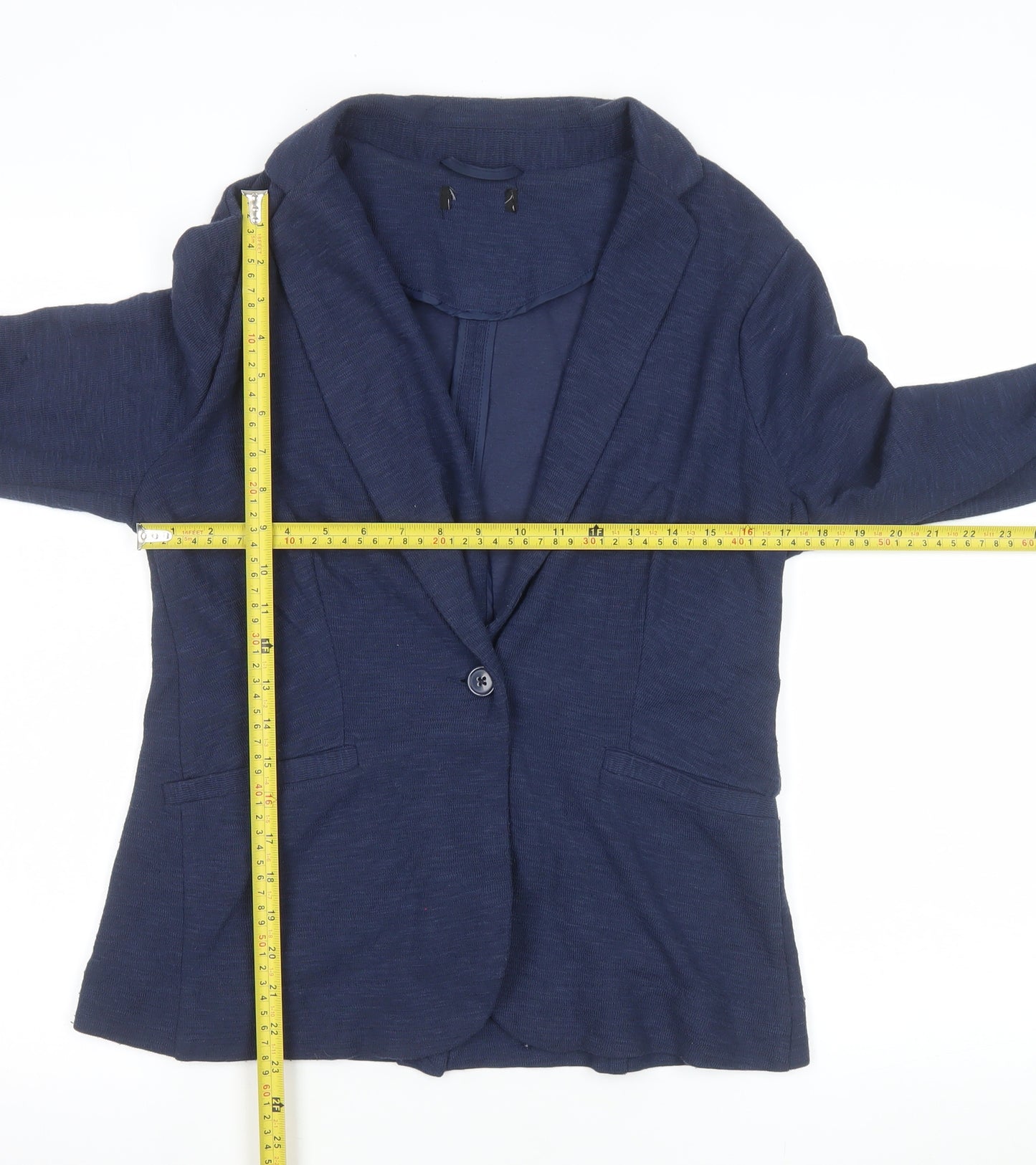 New Look Womens Blue Blazer Jacket UK 12 Single-Breasted Cotton Blend