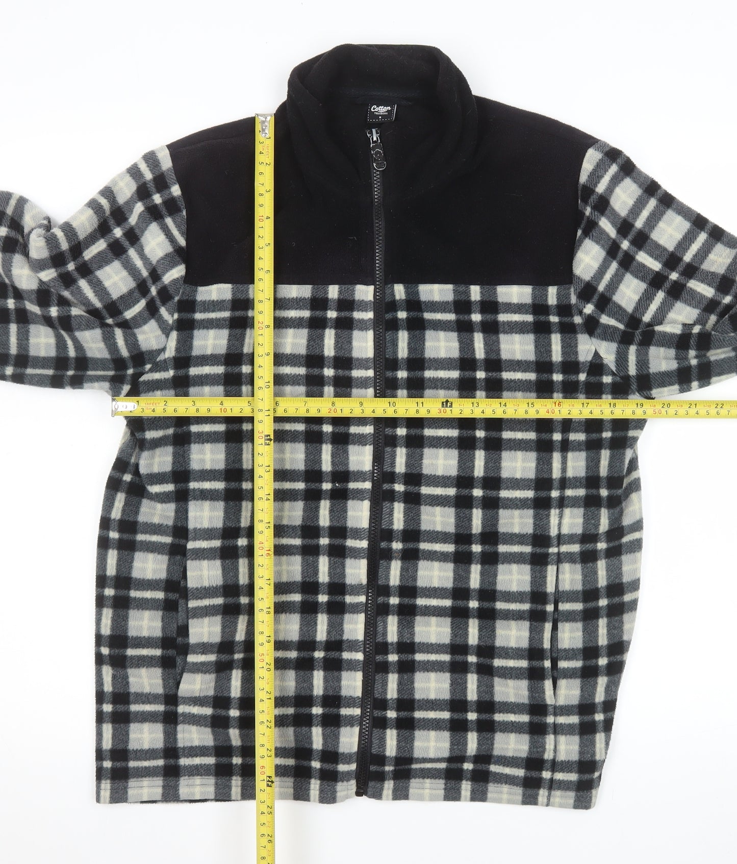 Cotton Traders Men's Black Checked Fleece Jacket Size S