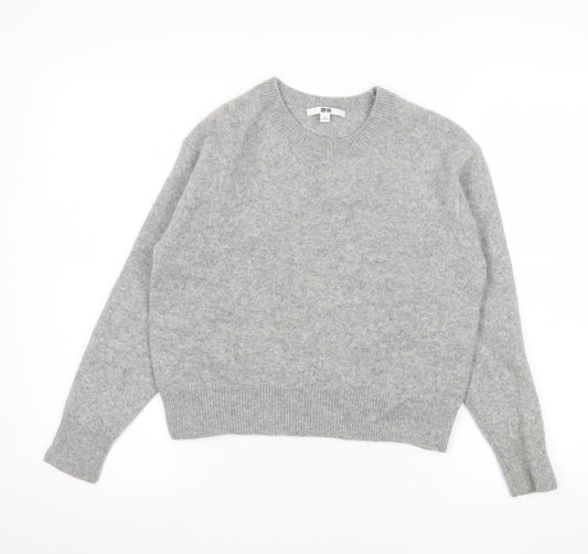 Uniqlo Women Grey Wool Crew Neck Pullover Jumper Size S