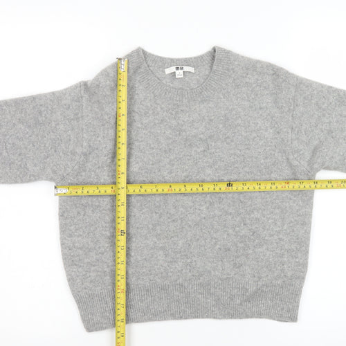 Uniqlo Women Grey Wool Crew Neck Pullover Jumper Size S
