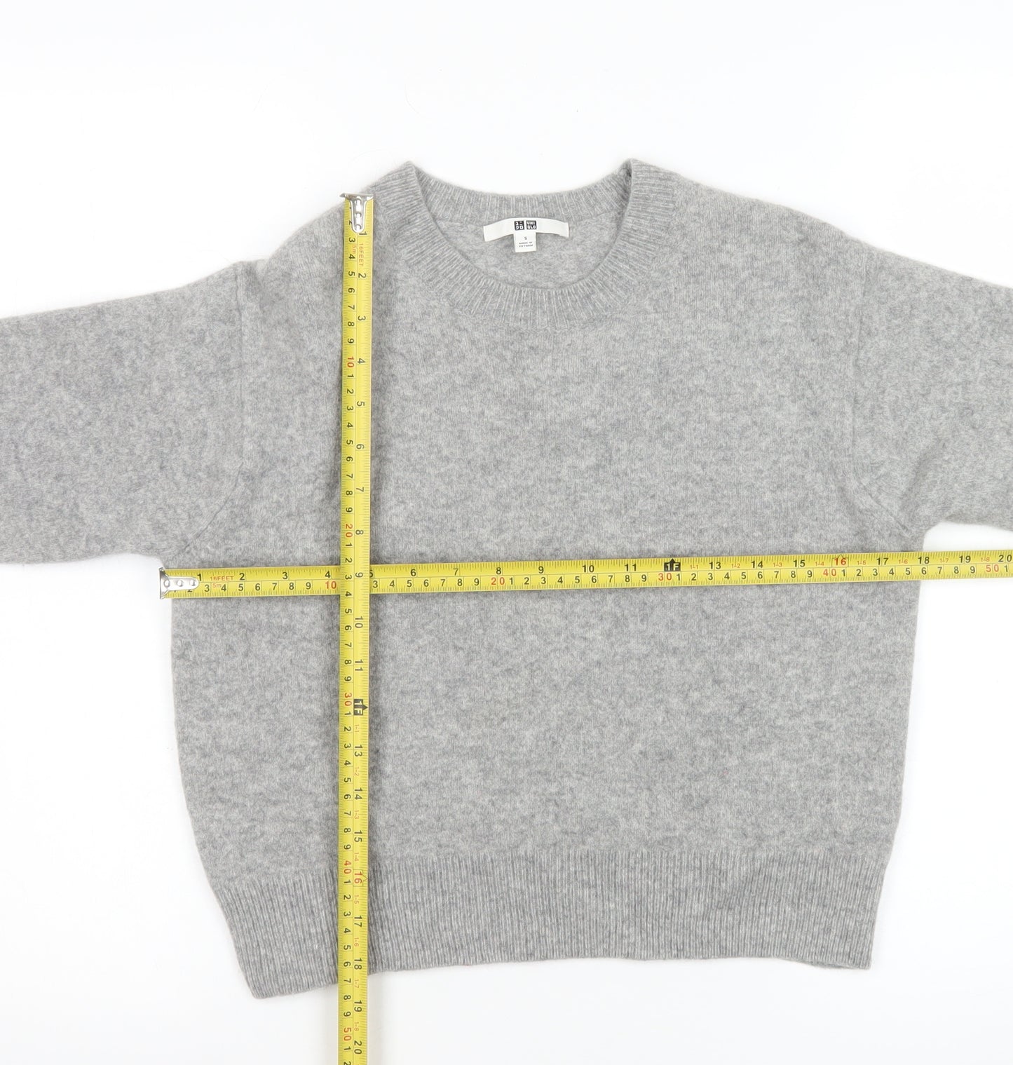 Uniqlo Women Grey Wool Crew Neck Pullover Jumper Size S