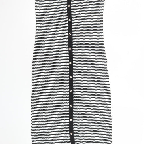 F&F Women Black White Striped Bodycon Midi Dress Size 6