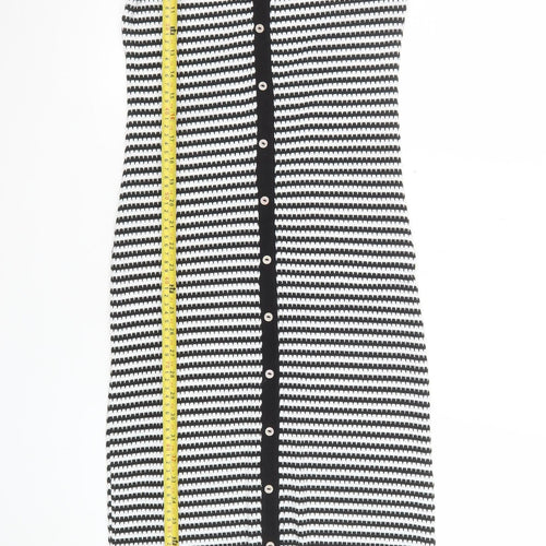 F&F Women Black White Striped Bodycon Midi Dress Size 6