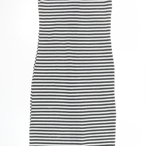 F&F Women Black White Striped Bodycon Midi Dress Size 6