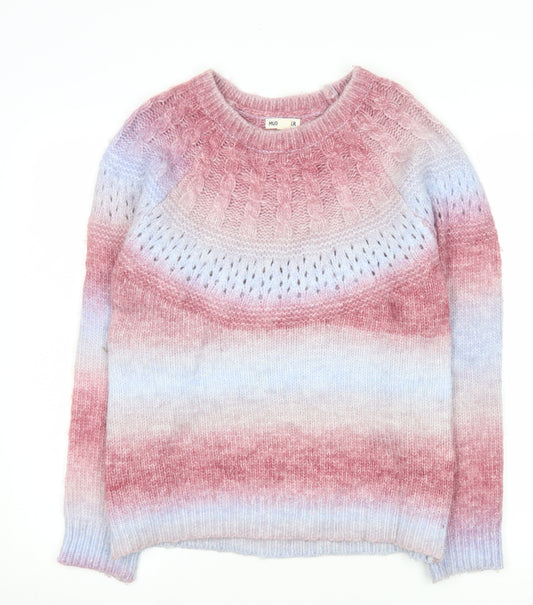 Mudflower Womens Multicoloured Knit Jumper UK 10 Crew Neck Long Sleeve