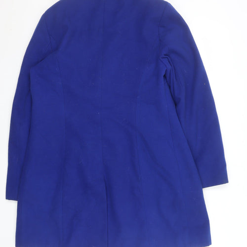 Marks and Spencer Women Blue Wool Blend Button Overcoat Size 14