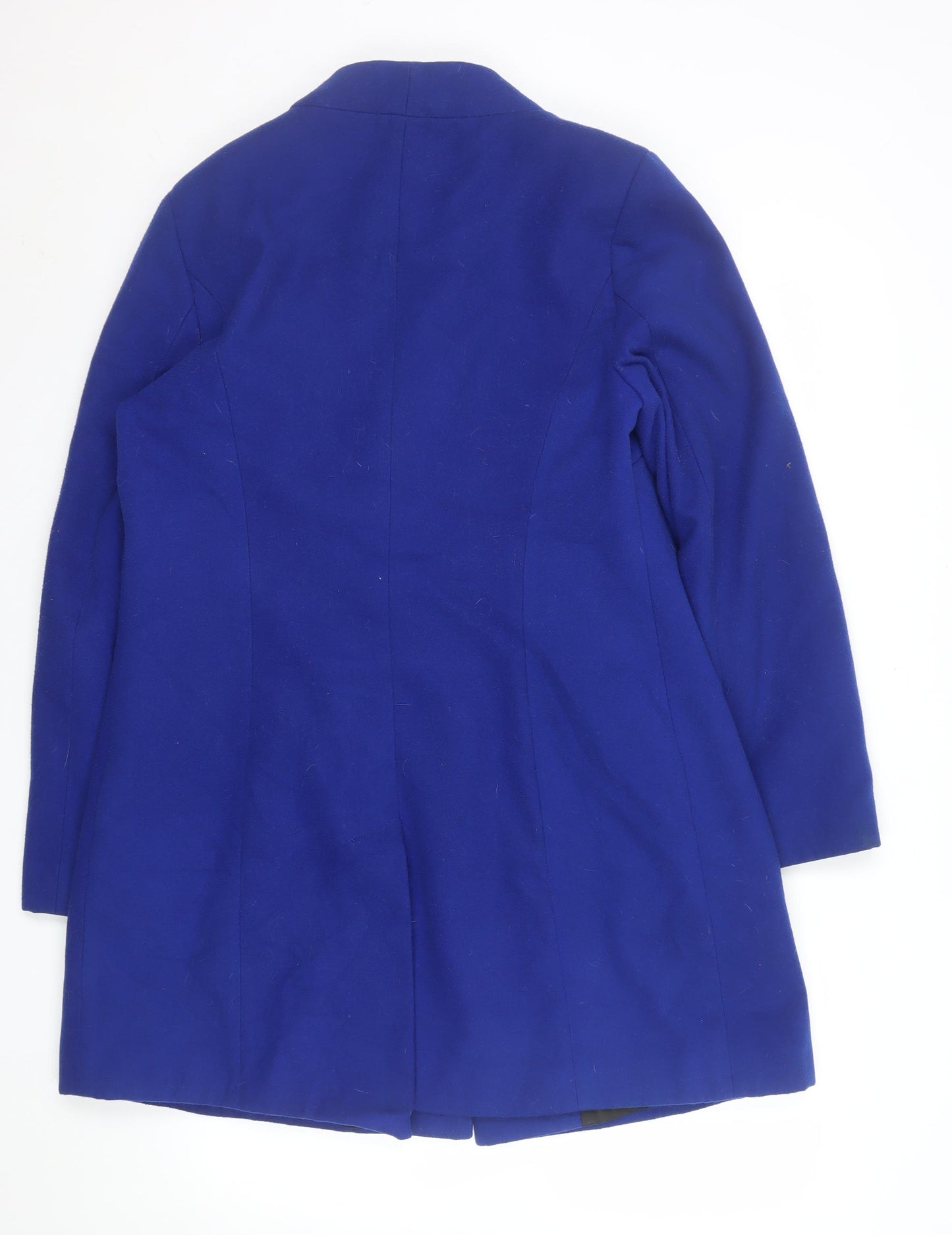 Marks and Spencer Women Blue Wool Blend Button Overcoat Size 14