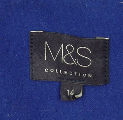 Marks and Spencer Women Blue Wool Blend Button Overcoat Size 14