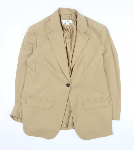 Marks and Spencer Women Beige Single-Breasted Blazer UK 14