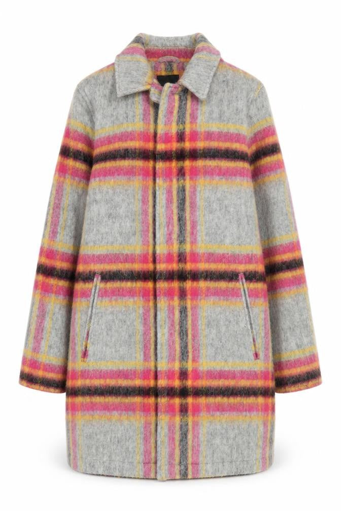 Front view of ASOS women’s grey check wool blend mid-length overcoat s