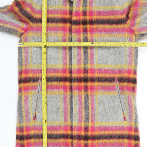 ASOS Womens Grey Check Wool Blend Mid-Length Overcoat S