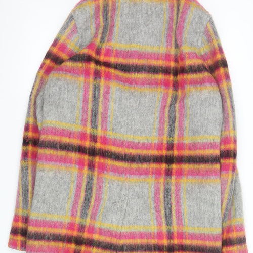ASOS Womens Grey Check Wool Blend Mid-Length Overcoat S