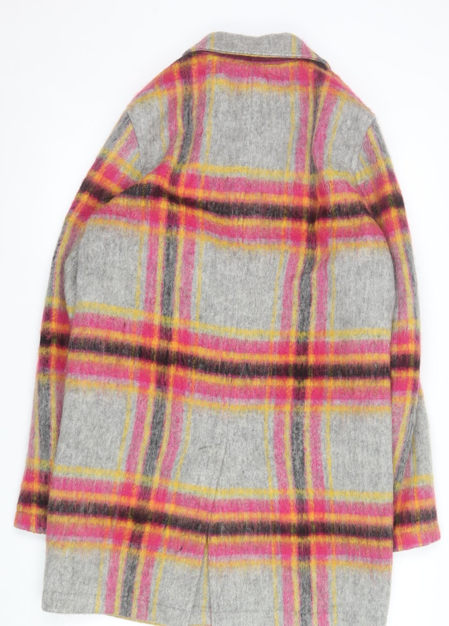 ASOS Womens Grey Check Wool Blend Mid-Length Overcoat S