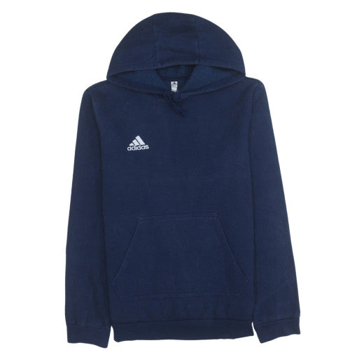 Adidas Men Blue Pullover Hoodie Fleece Regular Fit Size S