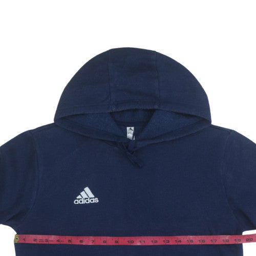 Adidas Men Blue Pullover Hoodie Fleece Regular Fit Size S