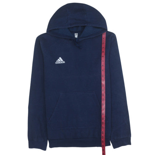 Adidas Men Blue Pullover Hoodie Fleece Regular Fit Size S