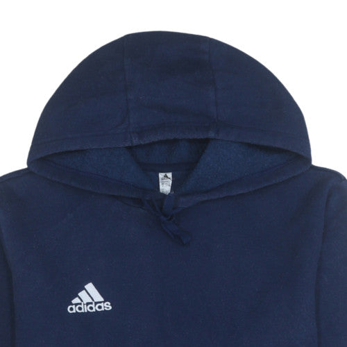 Adidas Men Blue Pullover Hoodie Fleece Regular Fit Size S
