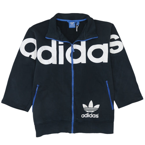 Adidas Men's Black XL Full Zip Sweatshirt with Logo Trim