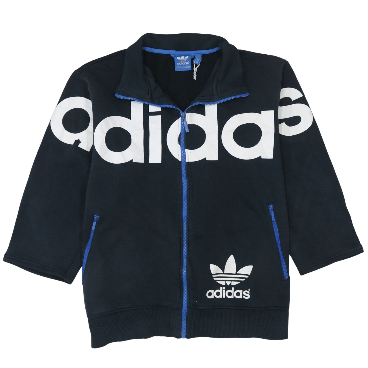 Adidas Men's Black XL Full Zip Sweatshirt with Logo Trim