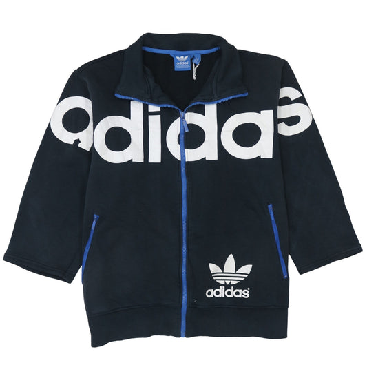 Adidas Men's Black XL Full Zip Sweatshirt with Logo Trim