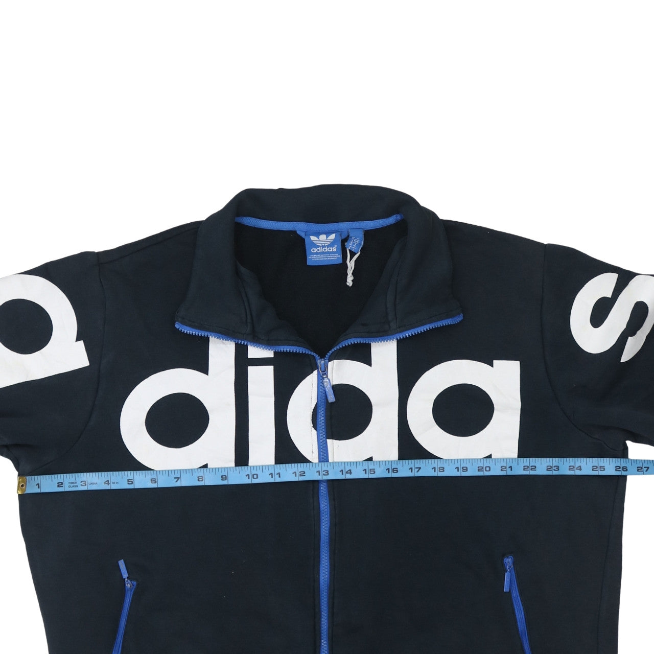 Adidas Men's Black XL Full Zip Sweatshirt with Logo Trim