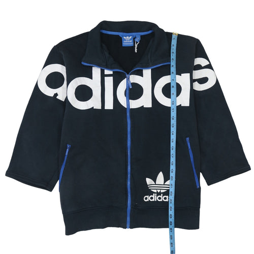 Adidas Men's Black XL Full Zip Sweatshirt with Logo Trim