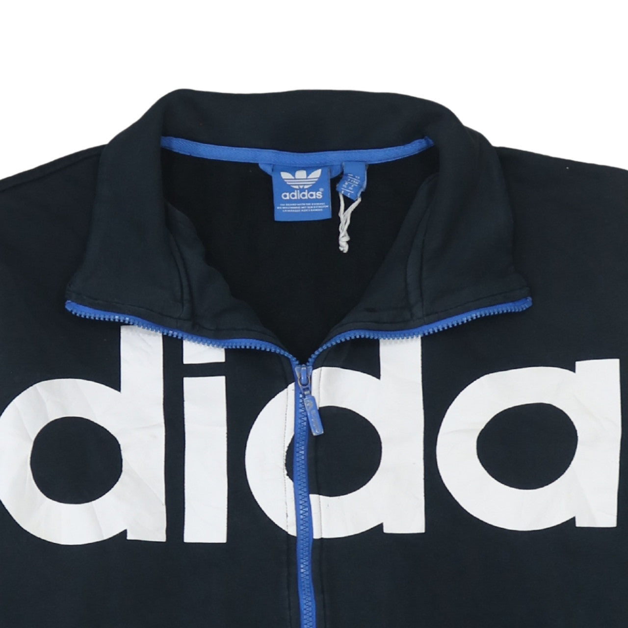 Adidas Men's Black XL Full Zip Sweatshirt with Logo Trim