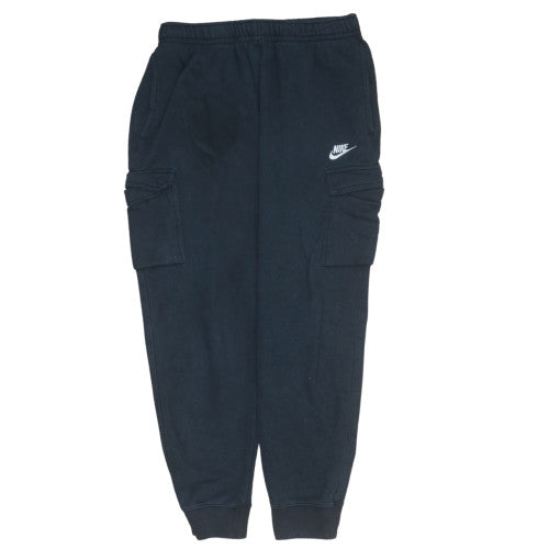 Nike Boys Black Cargo Fleece Trousers L Elastic Waist Pockets Jogger Style