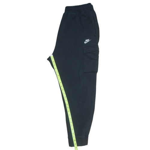 Nike Boys Black Cargo Fleece Trousers L Elastic Waist Pockets Jogger Style
