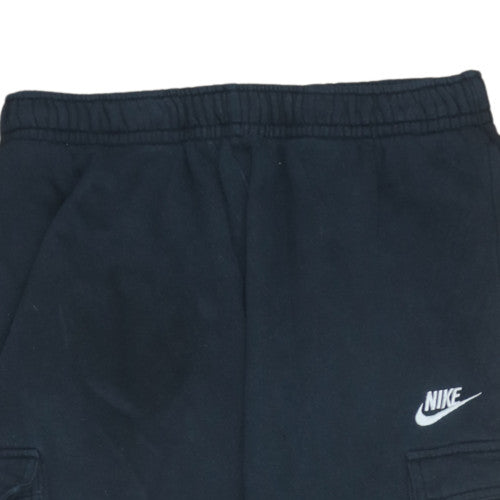 Nike Boys Black Cargo Fleece Trousers L Elastic Waist Pockets Jogger Style