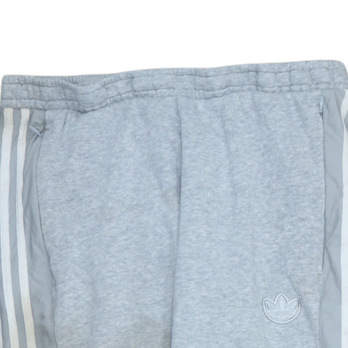 adidas Men Grey Jogger Trousers M Regular Fit with Stripes