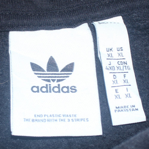 Adidas Men's Black XL Pullover Hoodie with Logo and Kangaroo Pocket
