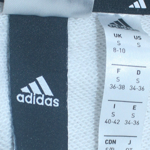 Adidas Women's White Crop Sweatshirt Small Crew Neck Long Sleeve Pullover