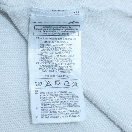 Adidas Women's White Crop Sweatshirt Small Crew Neck Long Sleeve Pullover