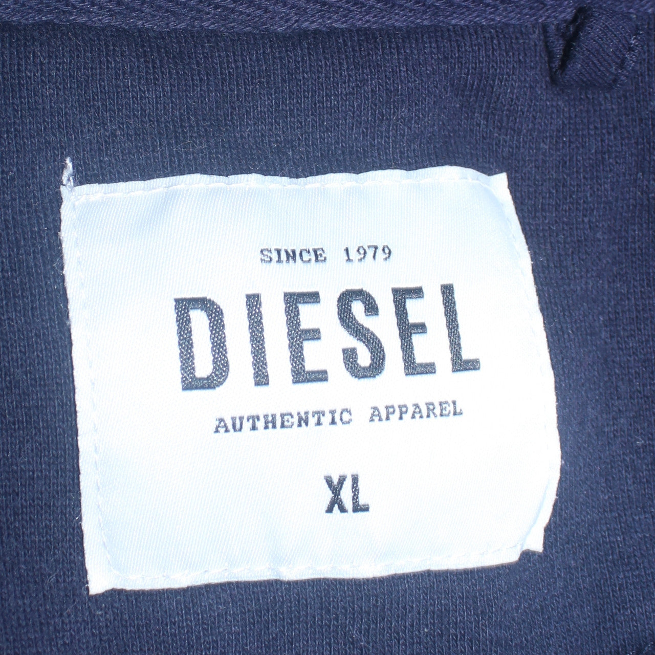 Diesel Men's Blue XL 1/2 Zip Hoodie with Logo and Pocket
