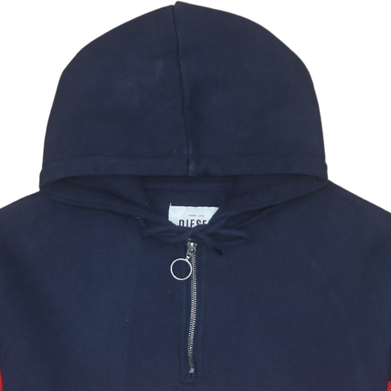 Diesel Men's Blue XL 1/2 Zip Hoodie with Logo and Pocket