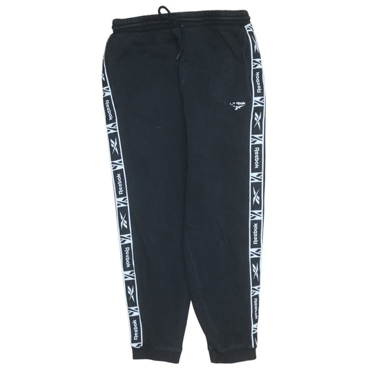 Reebok Men's Black Jogger Sweatpants Medium Logo Tapered Fit