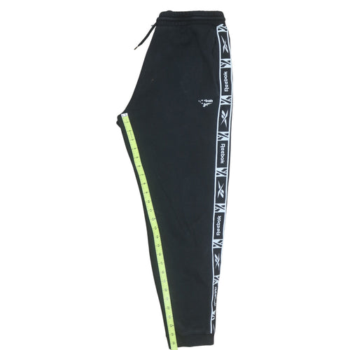 Reebok Men's Black Jogger Sweatpants Medium Logo Tapered Fit