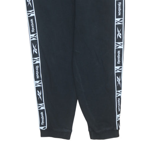 Reebok Men's Black Jogger Sweatpants Medium Logo Tapered Fit