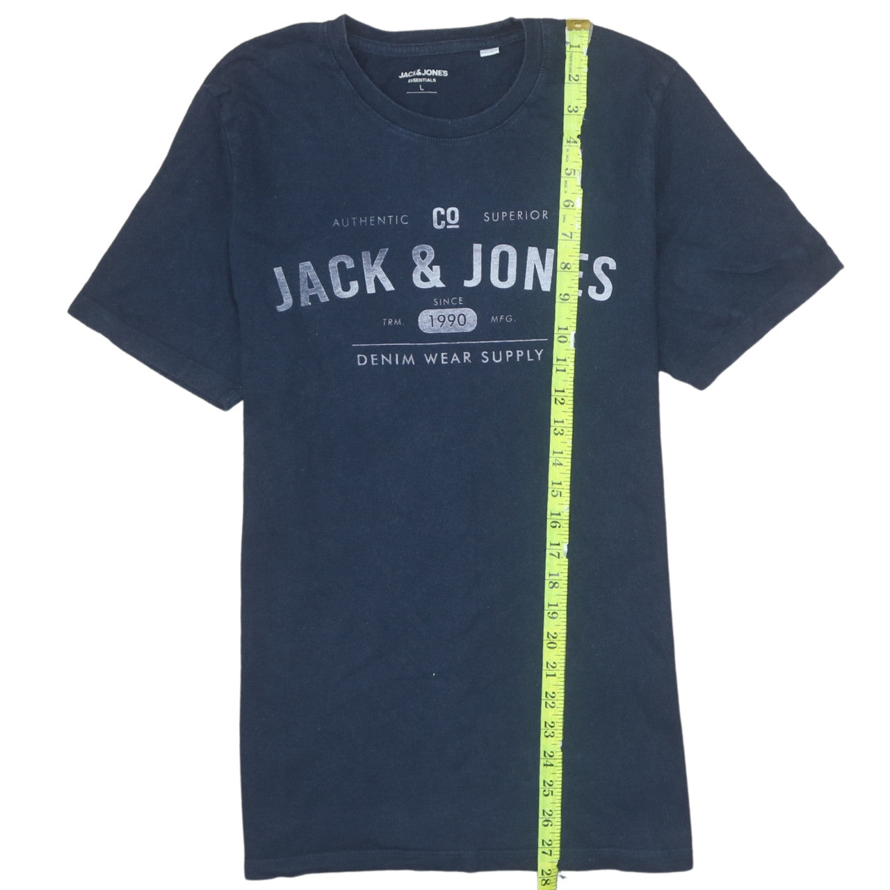 Jack & Jones Men's Blue L Crew Neck Graphic Print Cotton T-Shirt