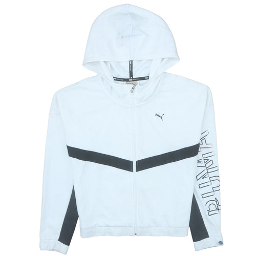 Puma Women White Full Zip Hoodie Sweatshirt Size M Training Logo