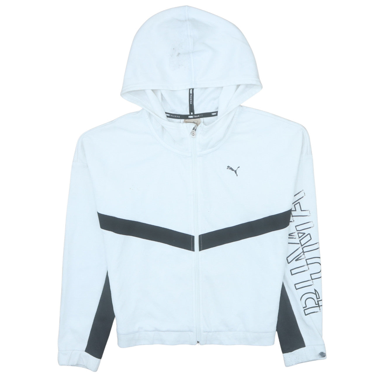 Puma Women White Full Zip Hoodie Sweatshirt Size M Training Logo