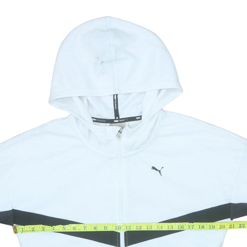 Puma Women White Full Zip Hoodie Sweatshirt Size M Training Logo