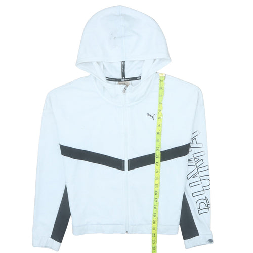 Puma Women White Full Zip Hoodie Sweatshirt Size M Training Logo