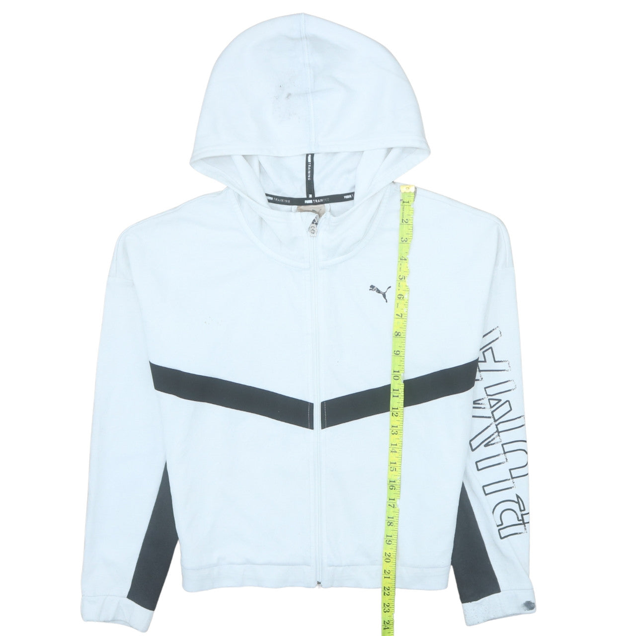 Puma Women White Full Zip Hoodie Sweatshirt Size M Training Logo