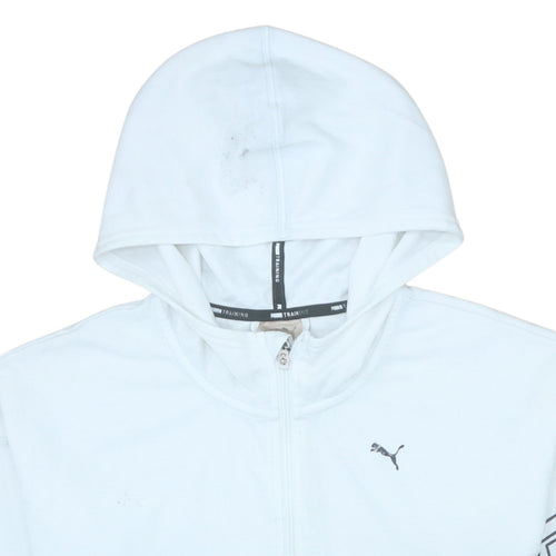 Puma Women White Full Zip Hoodie Sweatshirt Size M Training Logo