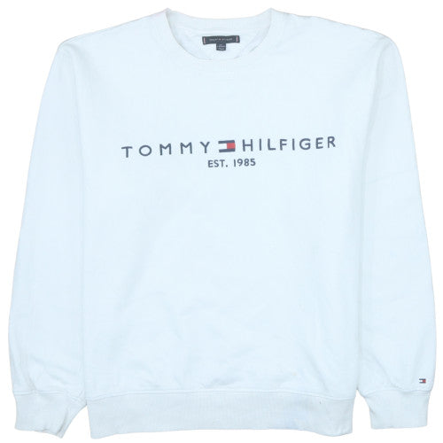 Tommy Hilfiger Men’s White 2XL Pullover Logo Sweatshirt