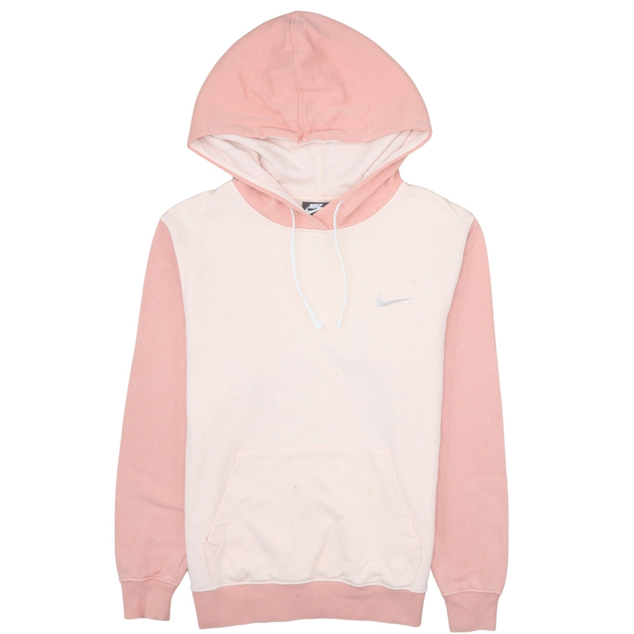 Nike Women's Pink Colourblock Pullover Hoodie Size S Cotton Blend